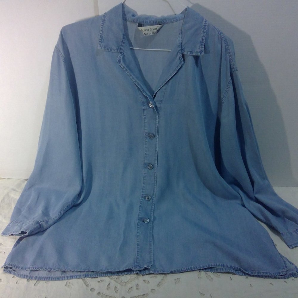 Vintage Marina Rinaldi Sport Women's Shirt Denim Blue XL